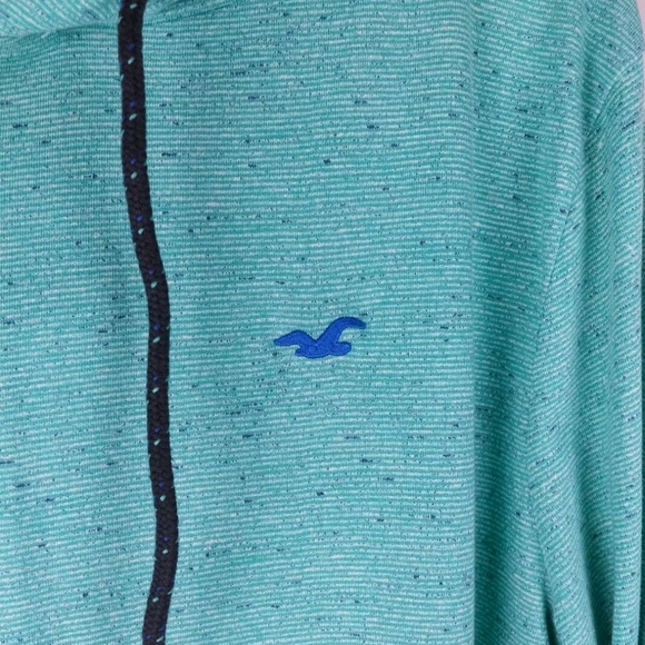 Hollister Men Sz M Hoodie Drawstring Lightweight Blue Teal Cotton Blend Pullover - Picture 3 of 12